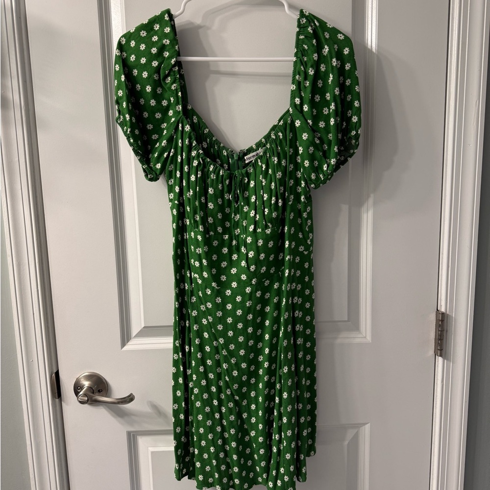 Reformation Green Floral Mini Dress
